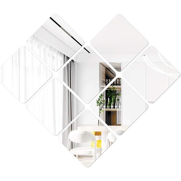 16 Miroirs Autocollants Acrylique 15x15cm - Sans Cadre, Flexible - Déco Intérieur Moderne