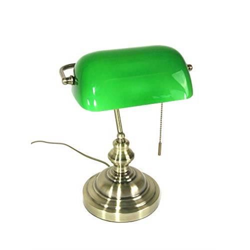 Meubles Decoration Du Xxe Lampe De Table Bureau Bureau En Laiton Et Le Verre Vert Banquier Art Antiquites Majjistral Org