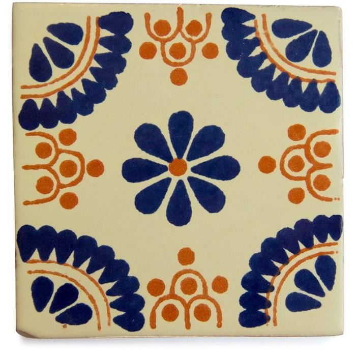Carrelage en céramique mexicaine 5 cm fait à la main et éthiquement négocié par Tumia LAC Tuile unique