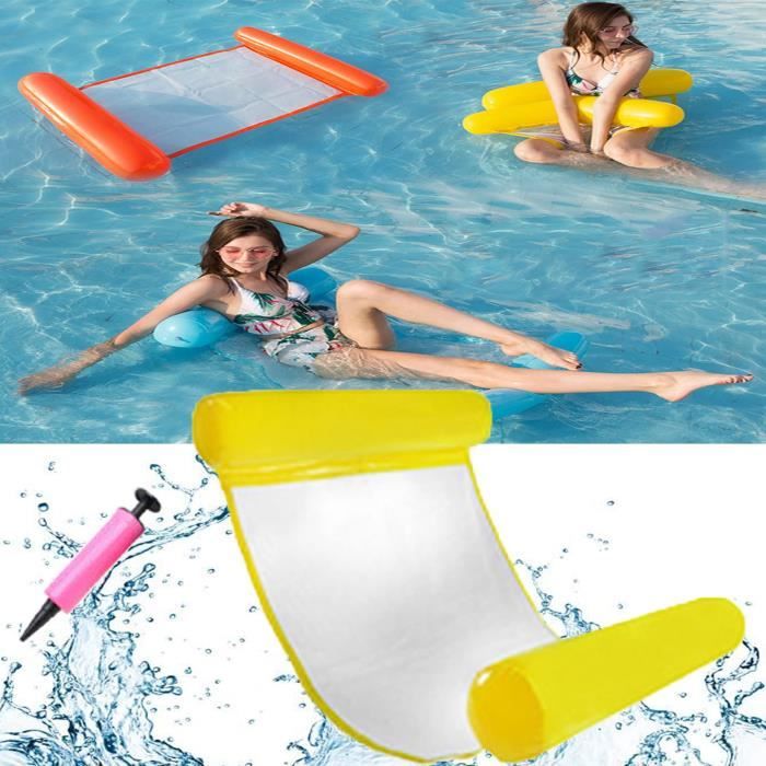 2PCS Hamac Flottant Gonflable Piscine 4-en-1 - Chaise Longue Portable Été Lac Plage