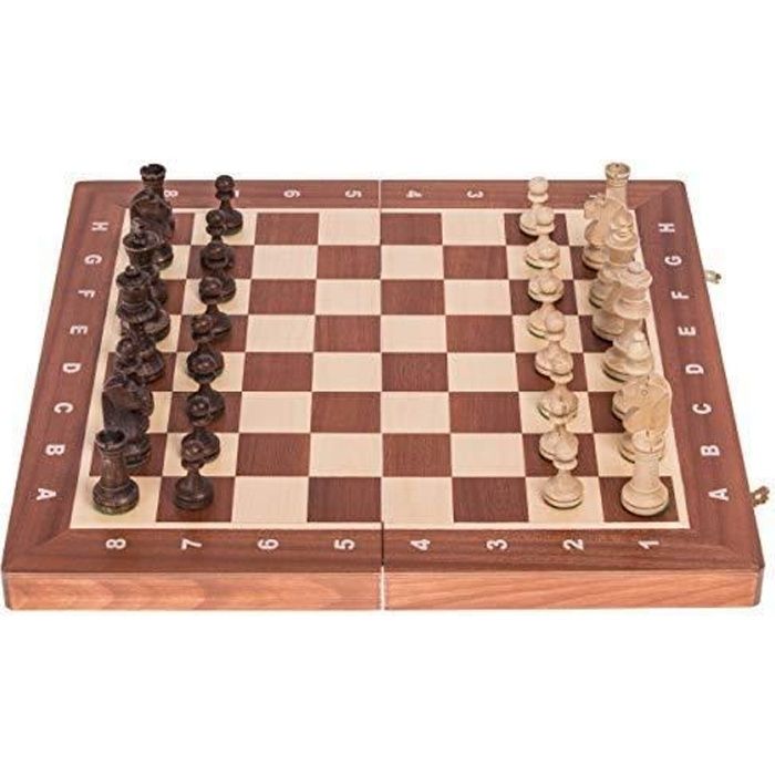 Échiquier Professionnel En Bois N°6 Acajou/Sycomore - Champ 58x58mm - Dimensions 54x54x1.3cm - Pour Tournois