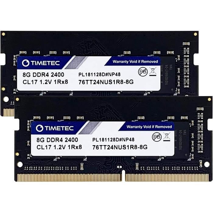 Mémoire RAM Timetec 16 Go DDR4 2400MHz PC4-19200 Non-ECC sans Tampon 1.2V CL17 1Rx8 SODIMM