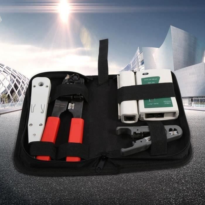 Kit Outils Réseau RedStar24 4-en-1 - Pince Sertir RJ45, Testeur LAN, Dénudeur & Pose LSA - Pour Câbles CAT6/7
