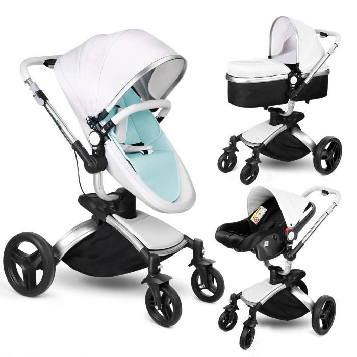 Amzdeal 3 en 1 Poussette Combin e Pliable Poussette Trio pour