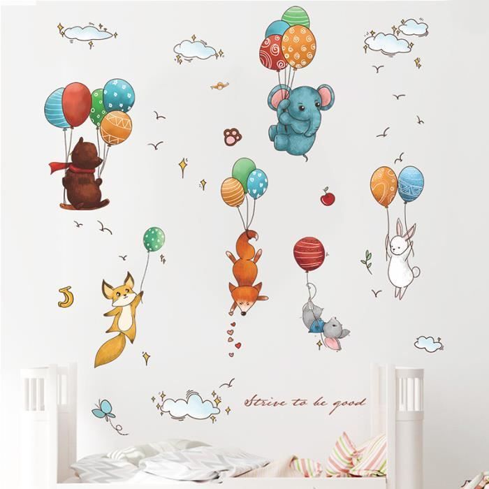 Stickers Chambre Bébé - Lapin Mignon Ballons et Nuages