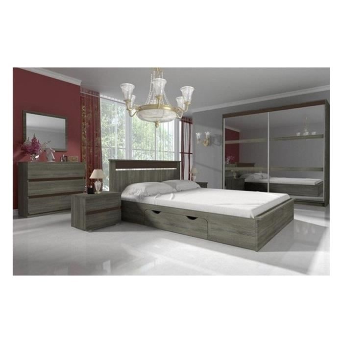 Chambre Complete Gael Avec Tiroir De Rangement 160x200 Cm Lit