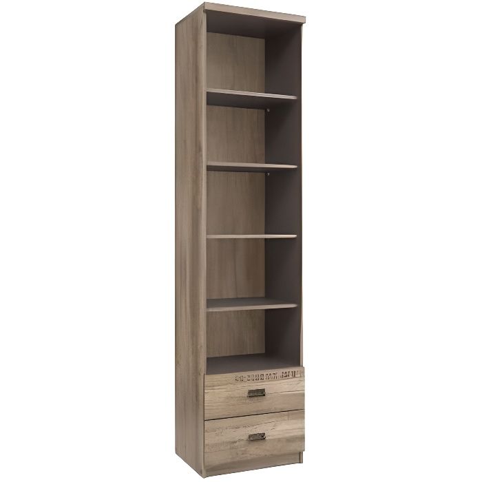 Lisetto Bibliotheque Salon Chambre Ado Style Moderne 205 5 X 50 X 40 Cm Tiroirs Etageres Coulisses A Billes Chene Cdiscount Maison