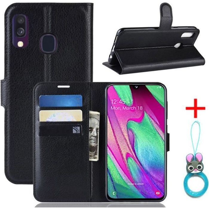 Coque Samsung Galaxy A40 Noir en PU Cuir avec protection antichoc Support fonction Pochette telephone Housse Samsung Galaxy A40 Cdiscount Telephonie