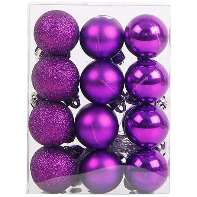 24pcs Boule de Noël diamètre 3cm Boules de Noël en Plastique colorées