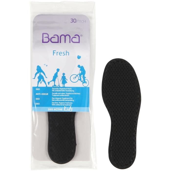 Bama Fresh Deo Active Kids Lot de 3 semelles pour chaussures pour enfant hygi/éniques et fraiches Noir