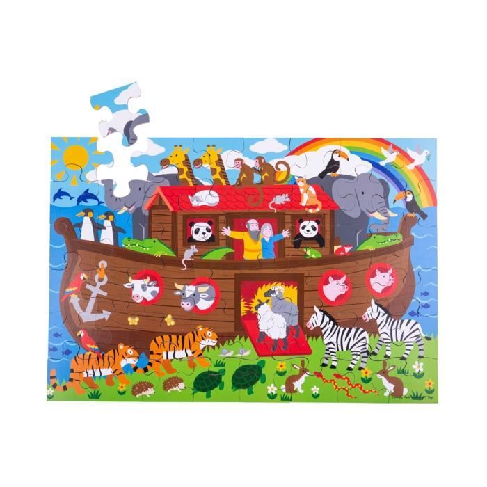 Puzzle de sol arche de no bigjigs 48 pi ces animaux pour