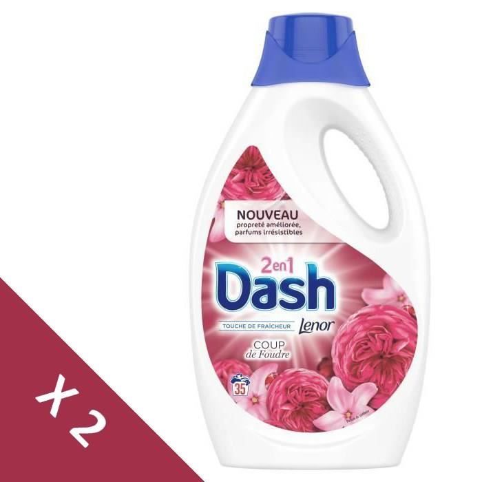 Lot de 2] DASH 2-en-1 Lessive liquide Coup de foudre - 35 lavages