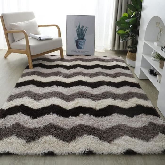 Hiseng Rugs Tapis De Salon Longs, Shaggy Doux Et Confortable Tapis De Sol Moelleux Moderne Antidérapant Rugs Pour Décoration Intérieure Salon Chambre (60x180cm,Noir
