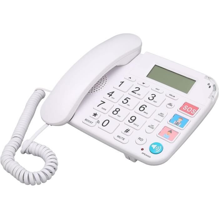 Téléphone Fixe Filaire pour Personnes âgées, Haut-Parleur à Gros