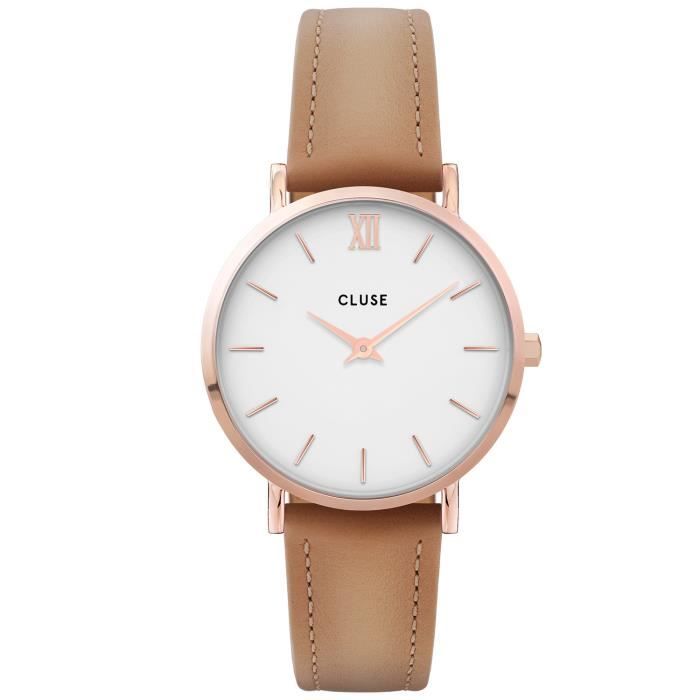 Montre cluse femme 2025 cuir marron