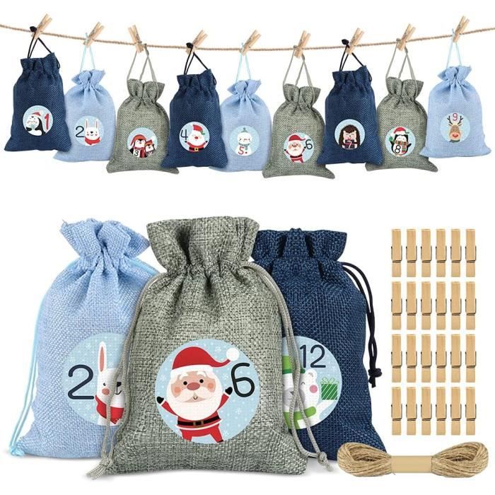 Calendrier De L'Avent à Remplir,Ensemble De 24 Sachets En