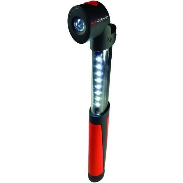 Lampe torche et baladeuse magnétique à LED avec poignée extensible, puissance 15 Lum en version torche directionnelle et 100 Lum en