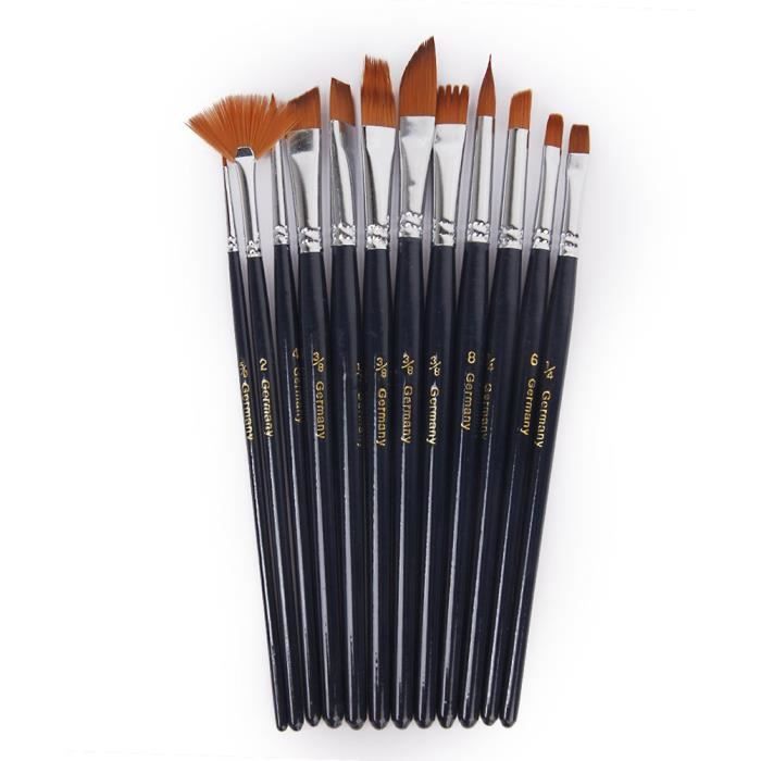 Lot de 12 Pinceaux de différent tailles- Pour Peinture Artiste à  l'huile,aquarelle, acrylique - Achat / Vente pinceau - set Lot de 12  Pinceaux de diffé... - Cdiscount
