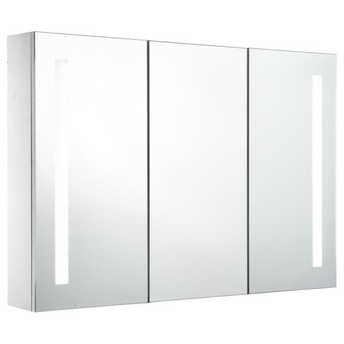 Meubleslavabos Armoire de salle de bain à miroir LED 89x14x62 cm