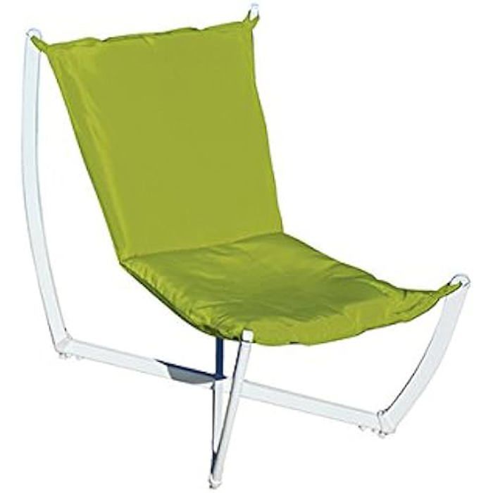 Fauteuil de jardin en polyester vert - Greenwood - SDFP39V - Structure en fer epoxy blanc - Rembourré