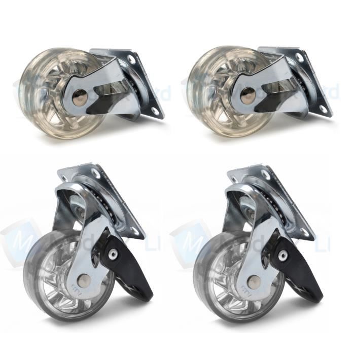 Roulette Pivotante Grise ø5 Cm Avec Freins, Charge Max 30 Kg