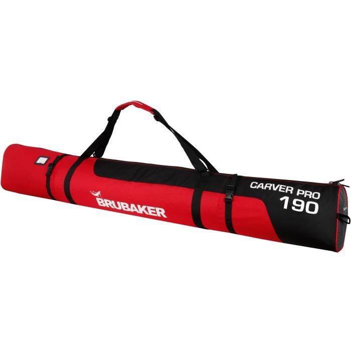 Housse à Skis BRUBAKER ‘Carver Pro’ – Rembourrée, Pour 1 Paire De Skis + Bâtons, Dispo En 170 Ou 190 Cm, Transport Facile Et Protection Renforcée