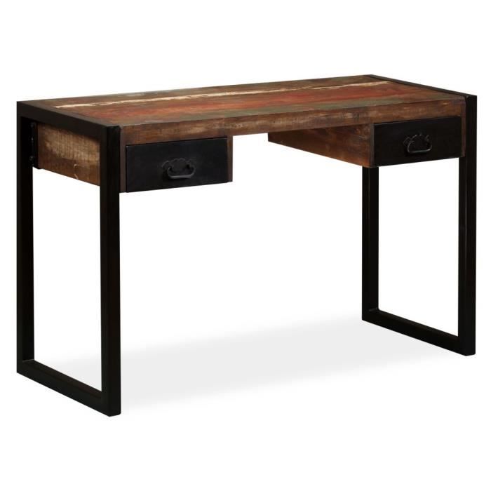 Bureau Avec 2 Tiroirs En Bois 120x50x76 Cm Style Industriel Table De Travail Achat Vente Bureau Bureau Avec 2 Tiroirs En Bois Soldes Sur Cdiscount Des Le 20 Janvier Cdiscount