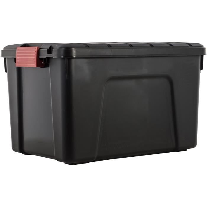 IRIS OHYAMA Lot de 3 boites de rangement bricolage - Store It All - 60 L - Noir et rouge - 59 x 39,5 x 35,5 cm