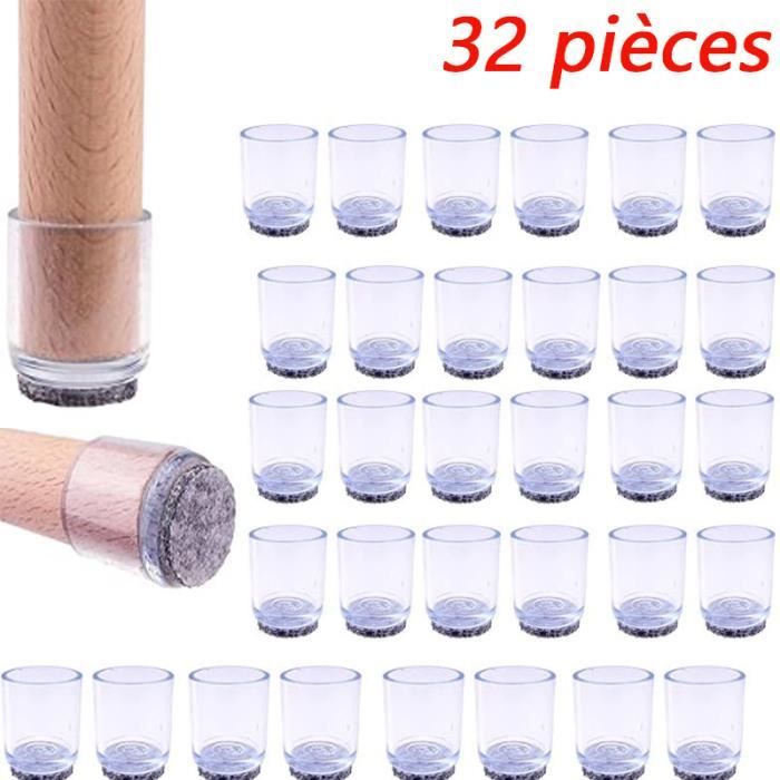 Housse de pied de chaise, 32 coussinets de jambe de chaise (16 mm, transparent)