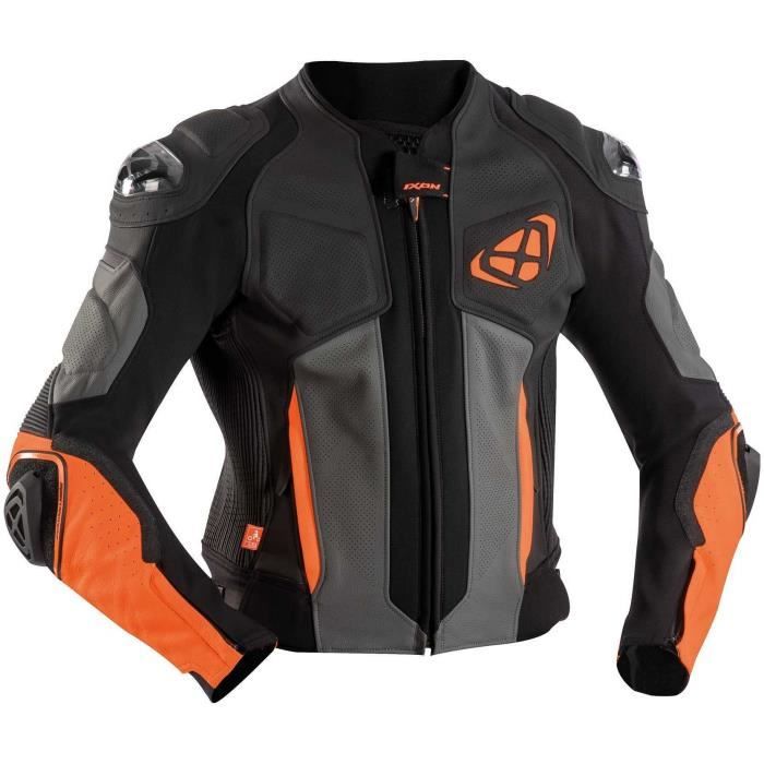 Comparer les prix de Blouson cuir moto Ixon vendetta jk evo - noir/anthracite/orange - S