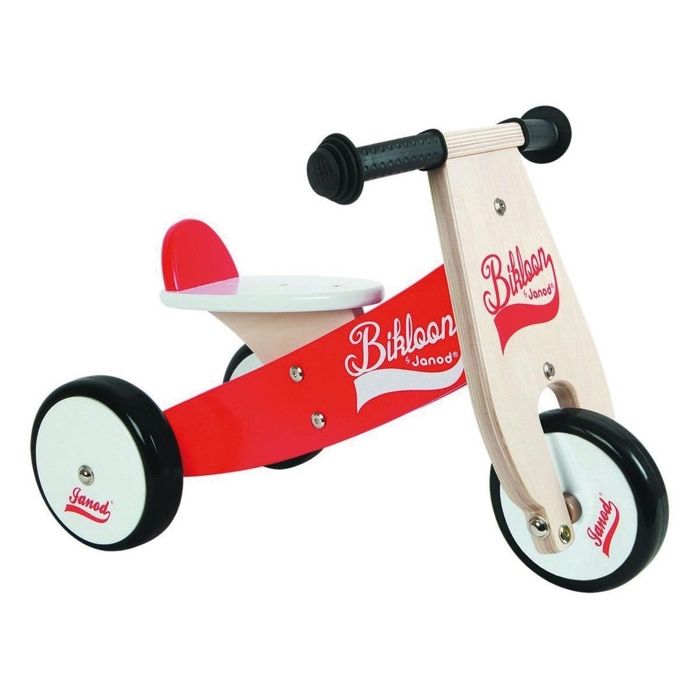 Porteur Little Bikloon Rouge Blanc en bois JANOD D s 1 an