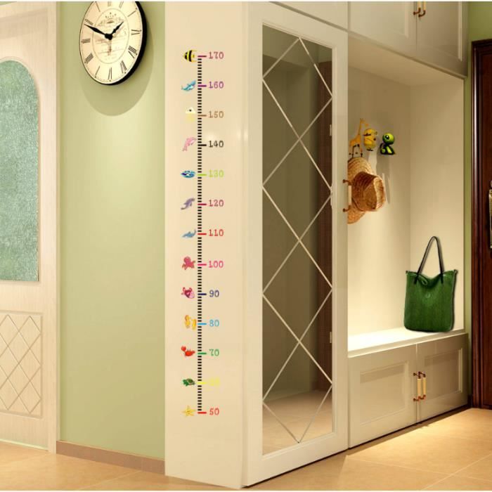 Toise Murale Éléphant Et Ours Pour Enfant - Autocollant Mesure Hauteur Décoratif Pour Chambre - PVC Mat Translucide - Amovible Sans Traces