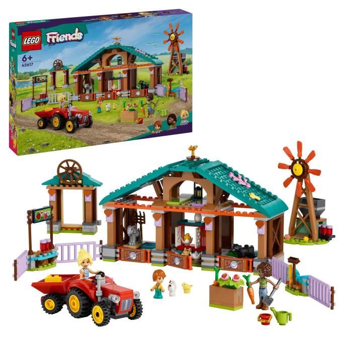 lego® 42617 friends le refuge des animaux de la ferme, jouet de ferme avec 3 figurines et 5 animaux, plus un tracteur