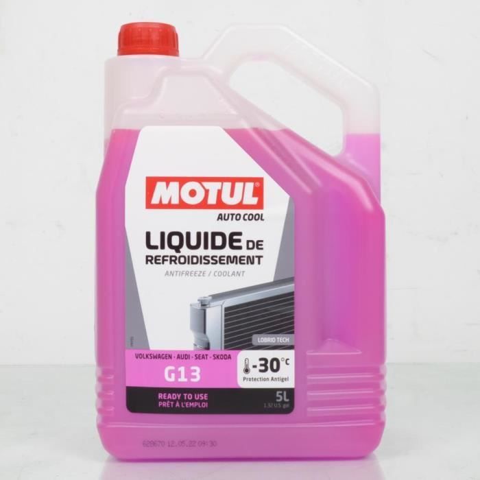 Liquide de refroidissement rose Motul G13 -30°C pour voiture automobile auto 5L