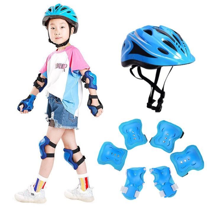 Kit de Protection Enfant Casque Protège Coudière Genouillère  Protège-Poignet Support Pad Sport Sécurité pour Patinage/Scooter/Skate