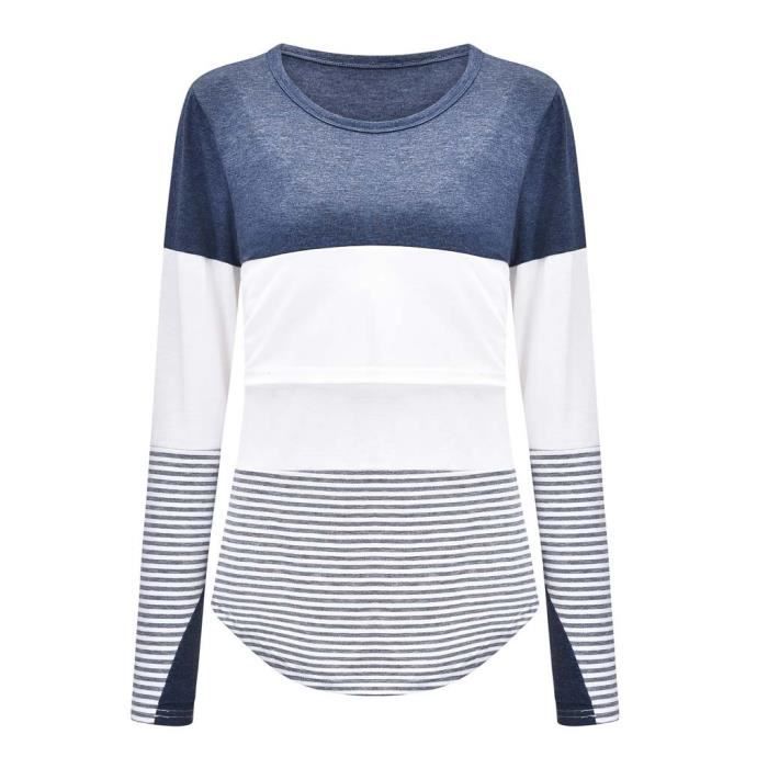 UnoSheng Chemise Femme Enceinte Allaitement - Blouse Maternité Boutons Solide