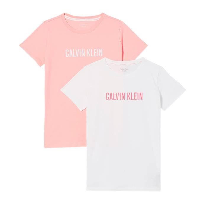 Lot x2 T-shirts Rose/Blanc Fille Calvin Klein Intense Power