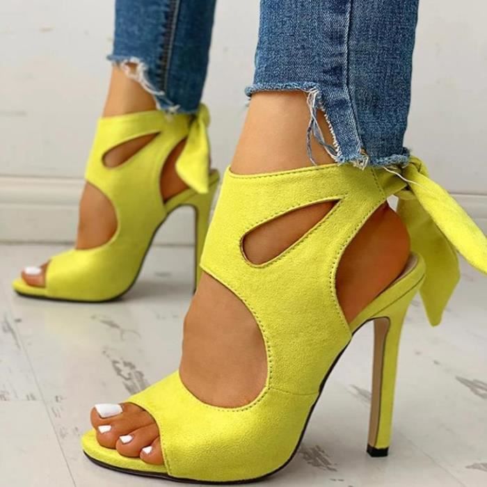 Escarpins Femme Mode Talons hauts Grande taille ete nouveau jaune lingyan Achat Vente ESCARPIN pas cher Cdiscount