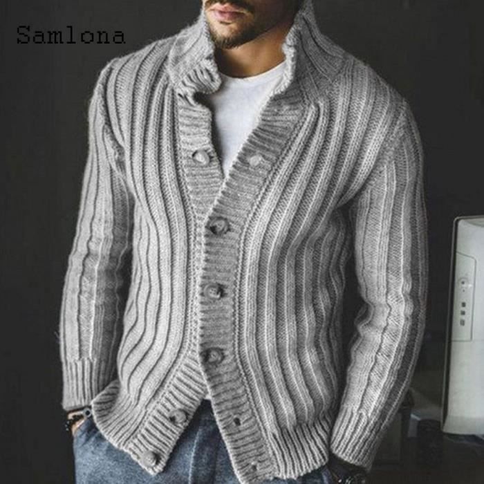 UIOKLMJH Cardigan Homme élégant Col V - Coupe Ajustée, Boutonnage Simple, Manches Longues - Parfait Pour Bureau, Décontracté, Toutes Saisons