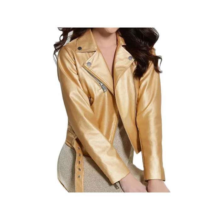 Veste moto similicuir femme Guess Lana - gold foil combo - XL