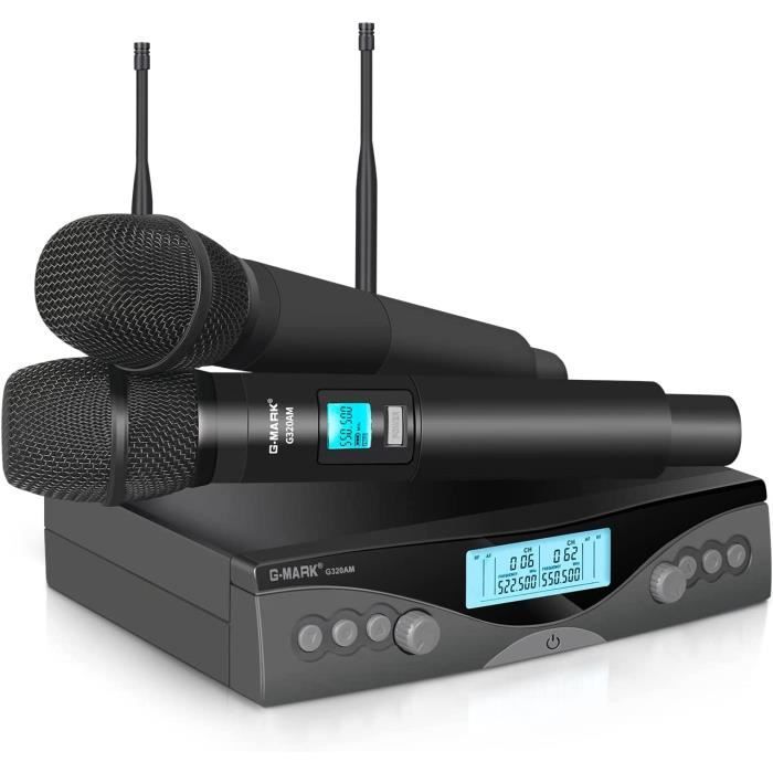 G-MARK G320AM microphone professionnel sans fil karaoké enregistrement microphone pour chanter Fréquence réglable 100 m Distance