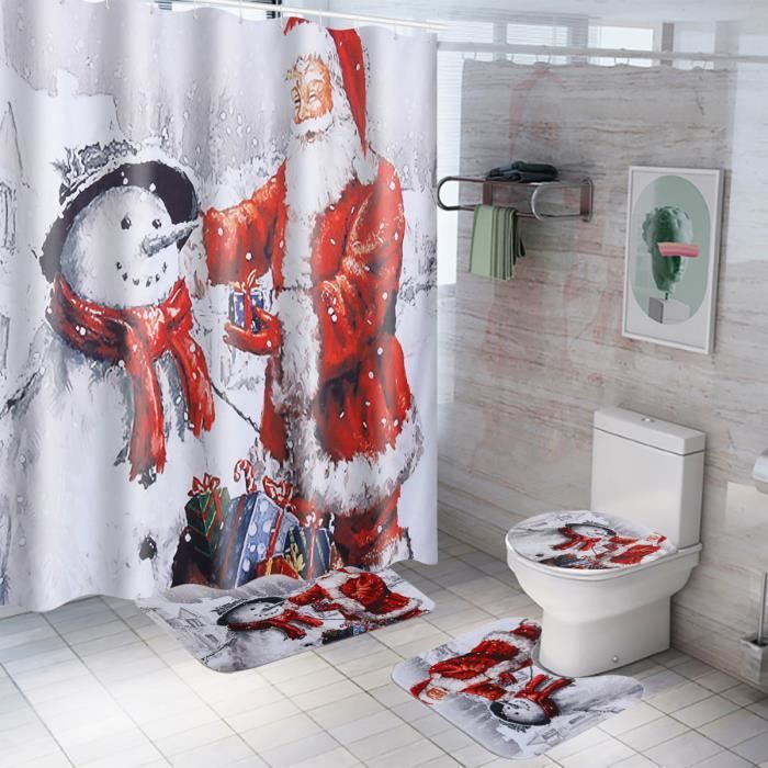 Use7 Tapis de Noël rouge avec Père Noël et flocon de neige pour salon ou chambre à coucher