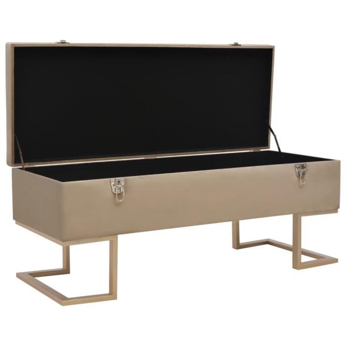 omabeta bancs coffres - banc avec compartiment de rangement 105 cm beige velours - meubles haut de gamme - m01245