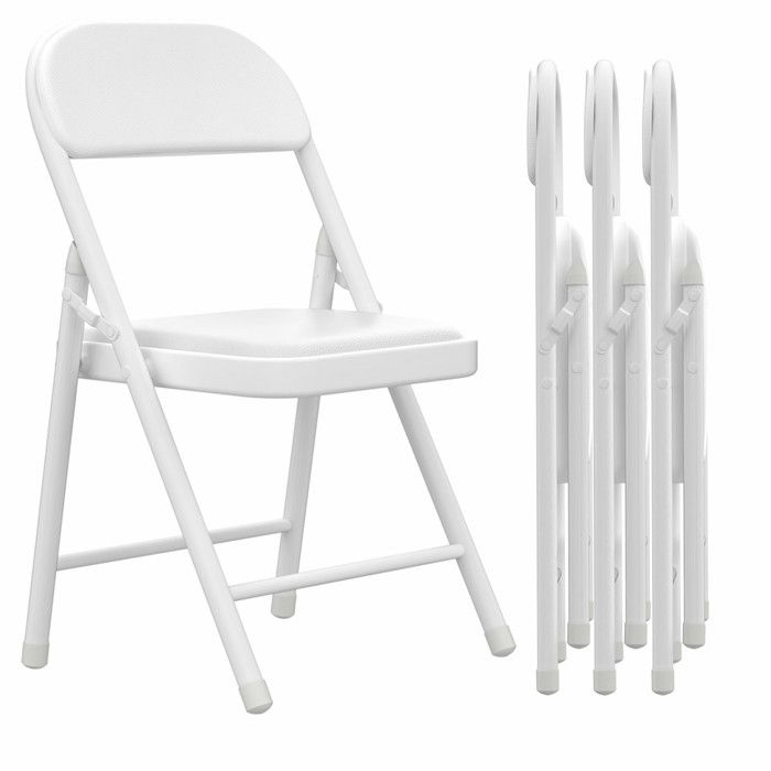 PIPIPOXER Chaises de réception pliantes - Lot de 4 chaises dappoint en cuir et métal - Blanc