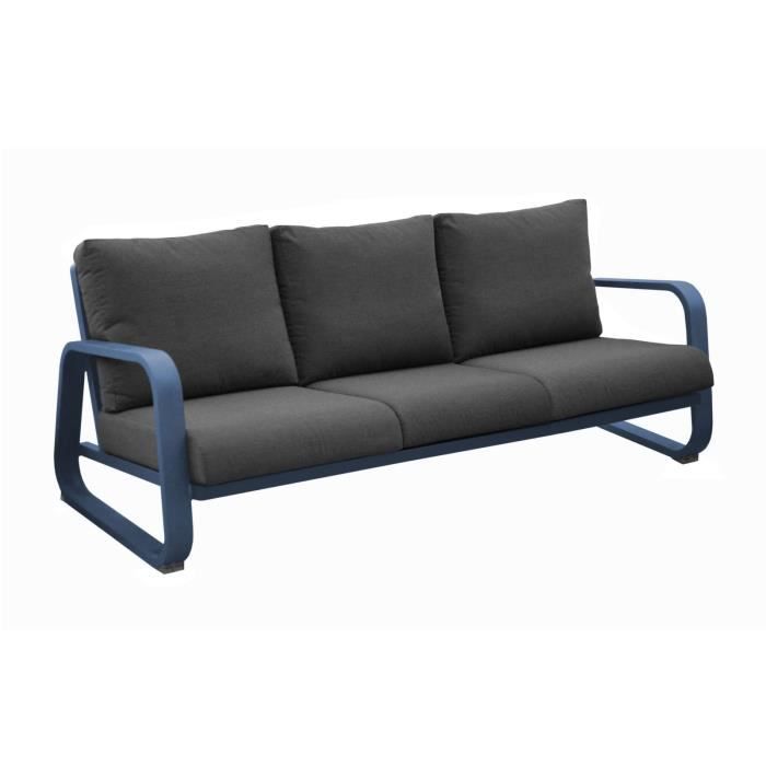 canapé 3 places antonino sofa en aluminium/coussins - bleu/gris