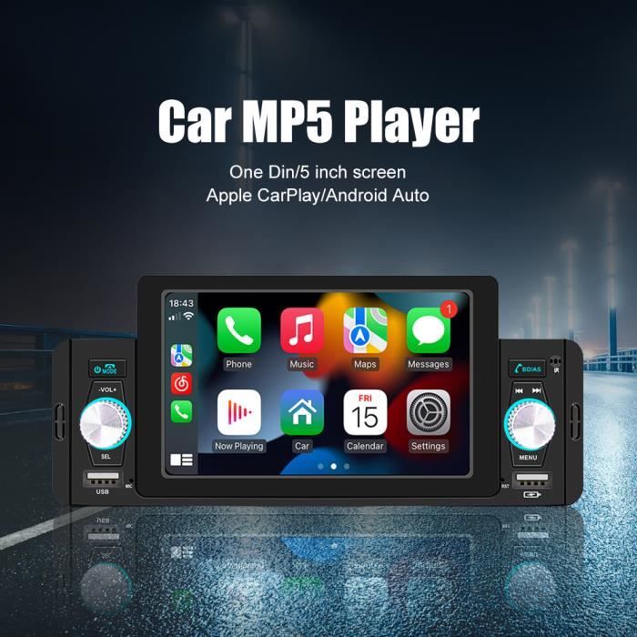 Autoradio Bluetooth Android Écran Tactile 5 Pouces Radio Stéréo de Voiture  Lecteur MP5 Support Mirror Link, Carplay - Cdiscount Auto