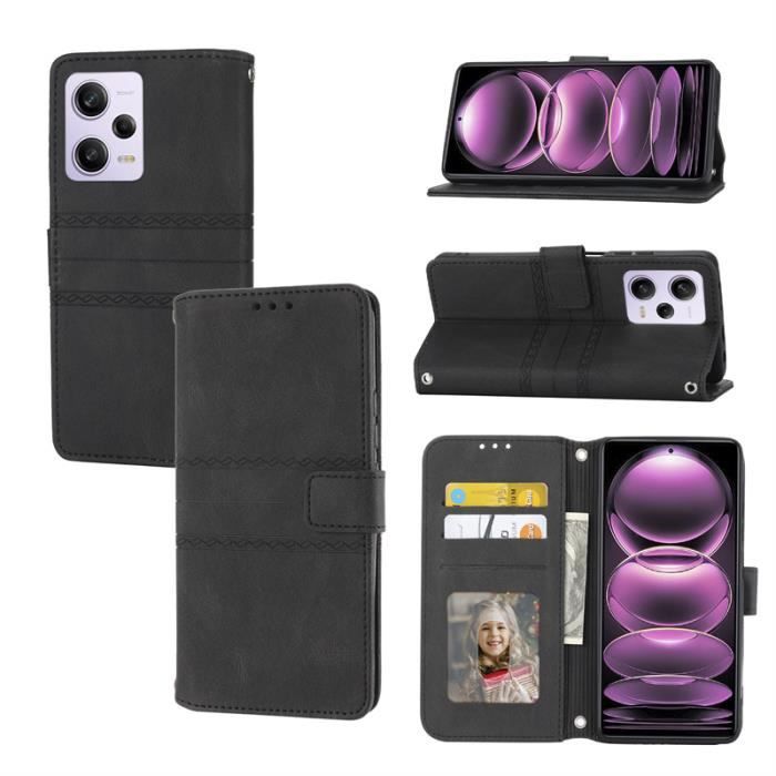 ILING Coque Pour Blackview Wave 8C, Rétro Peau Portefeuille PU En