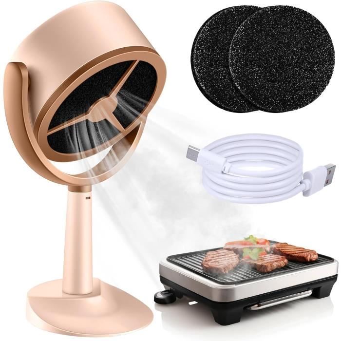 LORESJOY Hotte Aspirante Portable USB - 3000mAh, 2 Filtres Amovibles | Pour Cuisine, BBQ, Fondue