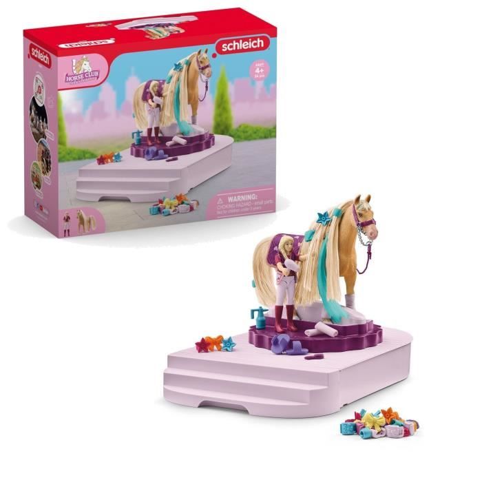 Figurine Cheval - Coffret de 54 Pièces - Accessoires de Pansage et Figurine - Cadeau pour Enfants dè