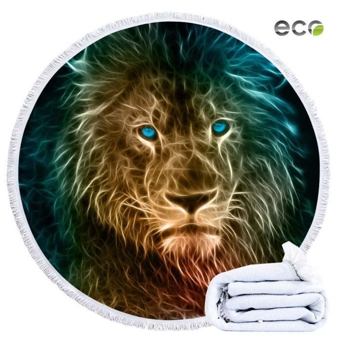 serviette de plage ronde ete microfibre drap de plage 59 inch lion houppe absorption d eau tenture housse de cana 2856 achat vente serviette de plage cdiscount
